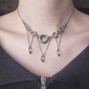 Vintage gothic vampire chandelier choker necklace with a small silver chain